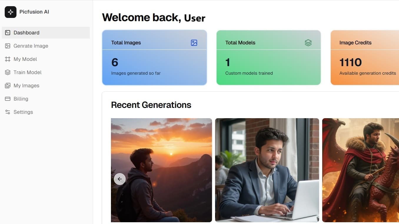 PicFusion AI Dashboard
